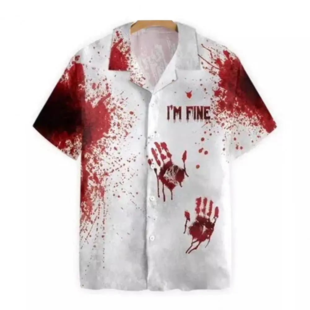 

Problem Solved Halloween Shirt Blood Splash Men's Casual Tee Shirt Crew Neck Short Sleeve Shirt Cosplay Party Costume