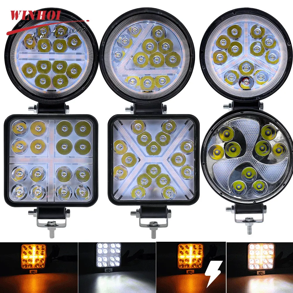 

4 Inch White Amber Led Work Light Bar 12-24V 4x4 Car Spotlights Automotive Led Bar Offroad Diode Fog Lamp for Truck Farm Tractor