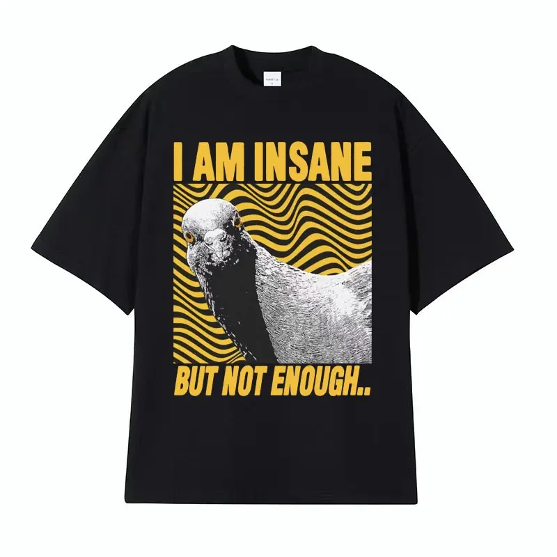 مضحك اليابانية خمر القوطية الرسم تي شيرت للرجال ، أنا مجنون ولكن ليس ما يكفي الحمام ، أزياء هاراجوكو ، تي شيرت كبير الحجم