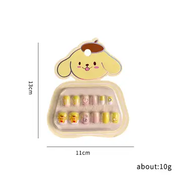 5D卡通三麗鷗兒童假指甲可愛庫洛米Hello Kitty肉桂狗兒童按壓式指甲貼片節日女孩假指甲貼片 8 最佳銷售 Hello Kitty 假指甲 - №7