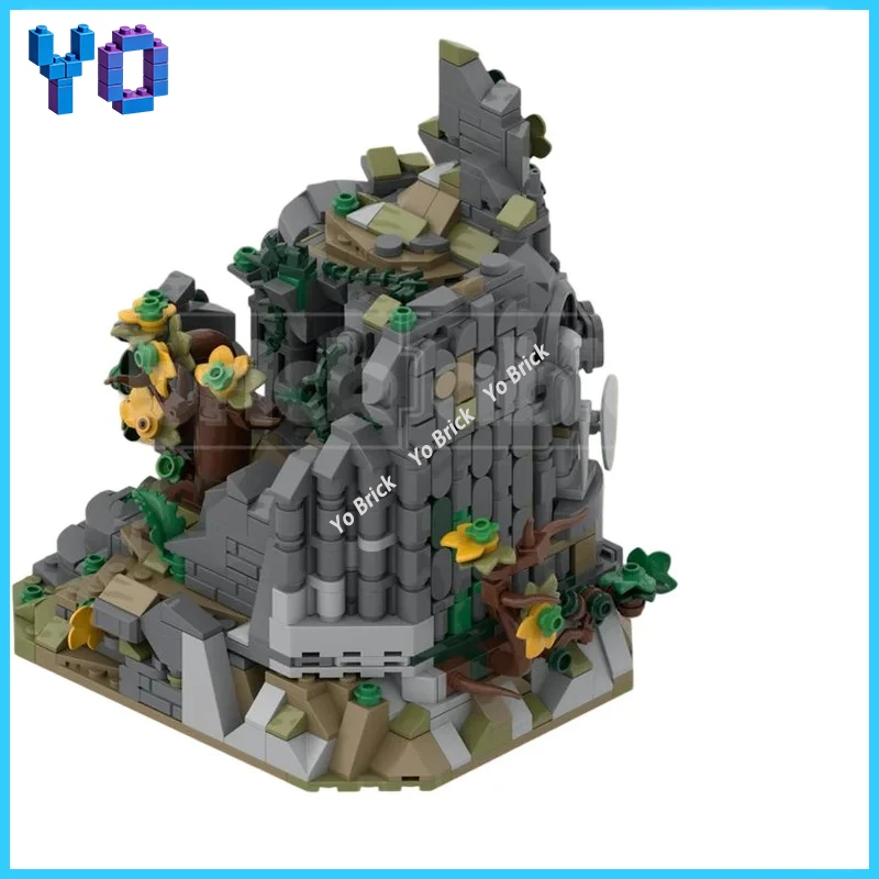 Medieval Ancient Castle MOC Building Blocks, Fantasy Elven Ruins Detailed DIY Assembly Brick Desktop Display Model