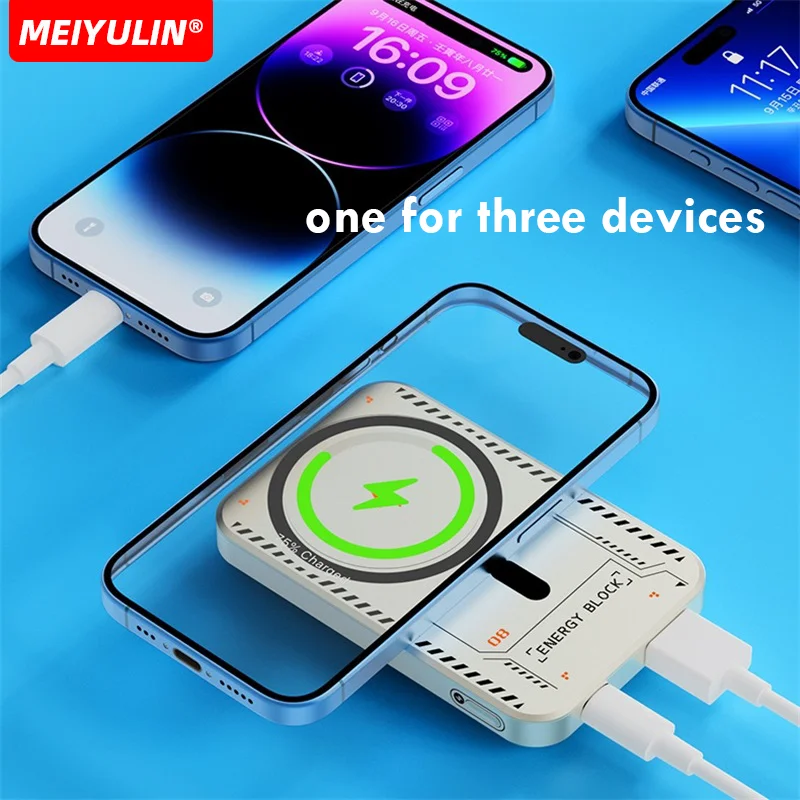Banque d'alimentation magnétique sans fil, charge rapide, batterie de rechange externe USB C, Macsafe, iPhone, Samsung, Xiaomi, PD, 20W, 10000 W, 22.5 mAh