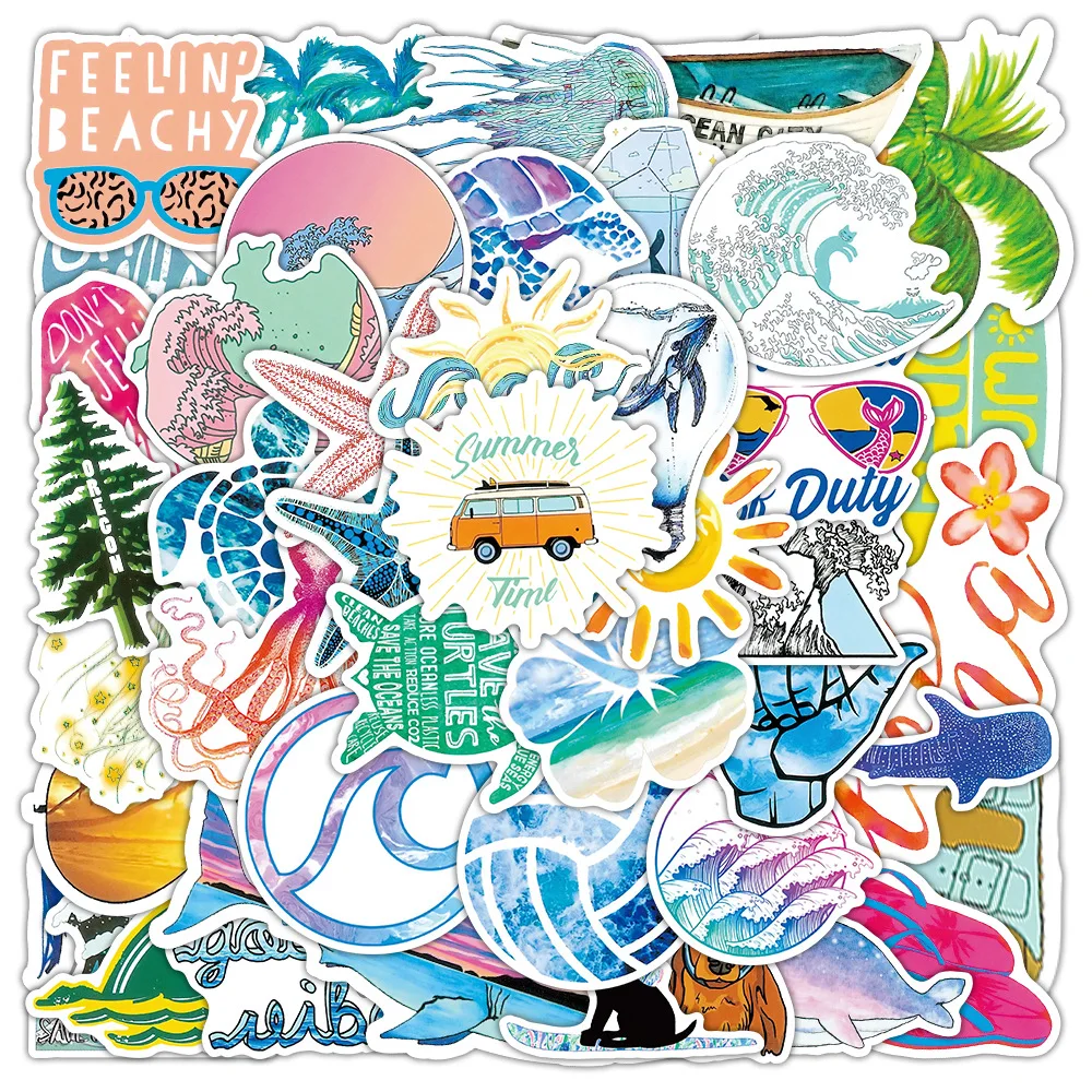 

10/30/50pcs Summer Beach Stickers Surfing Sea Turtle VSCO Blue Laptop Fridge Phone Skateboard Suitcase Decal Graffiti Sticker F5