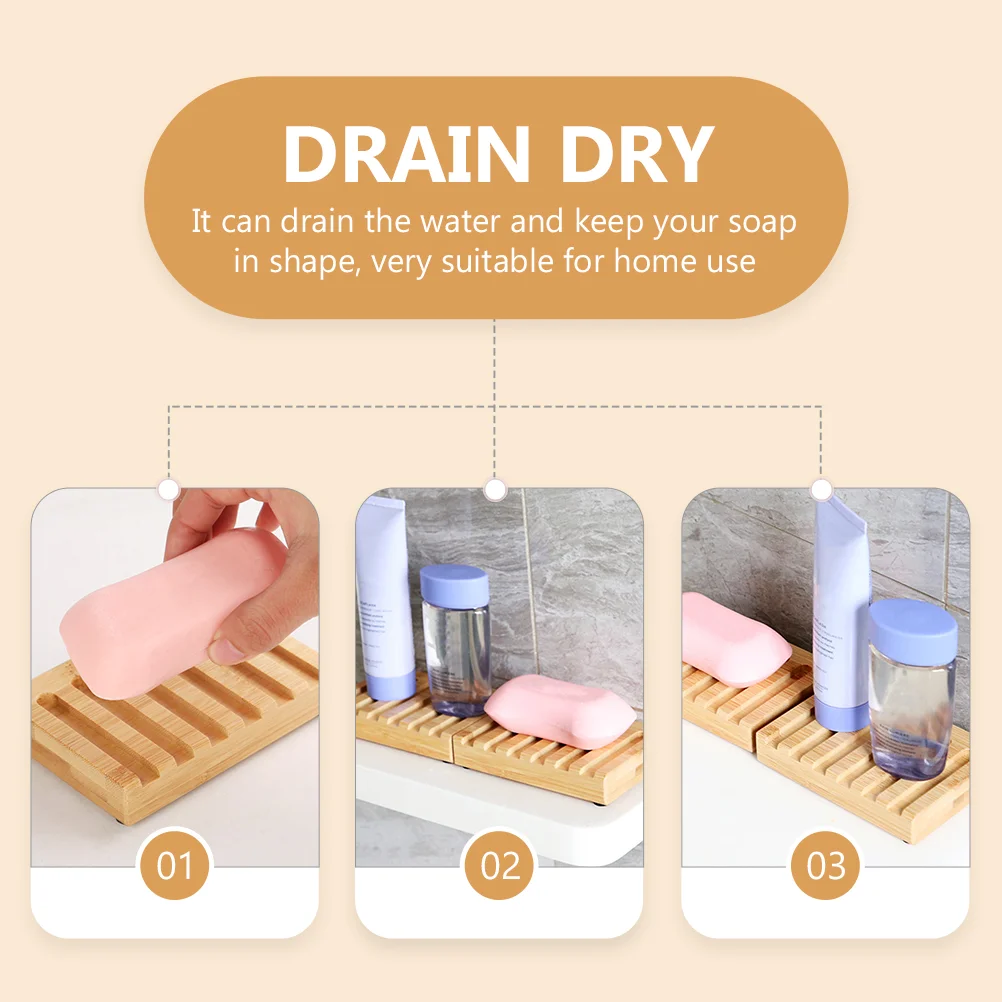 Bamboo Soap Dish Organizer Exquisite Holder Stand Storage Container Tray Drain Rack Draining Bath