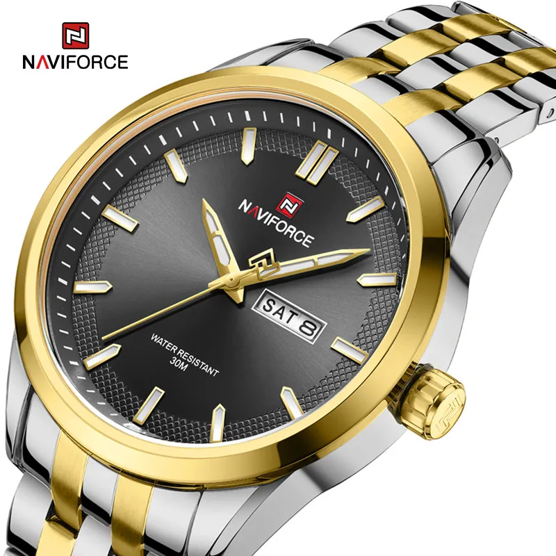 

NAVIFORCE Brand Original Watch for Men Waterproof Luxury Classic Stainless Steel Strap Date Week Quartz Wristwatch Reloj Hombre