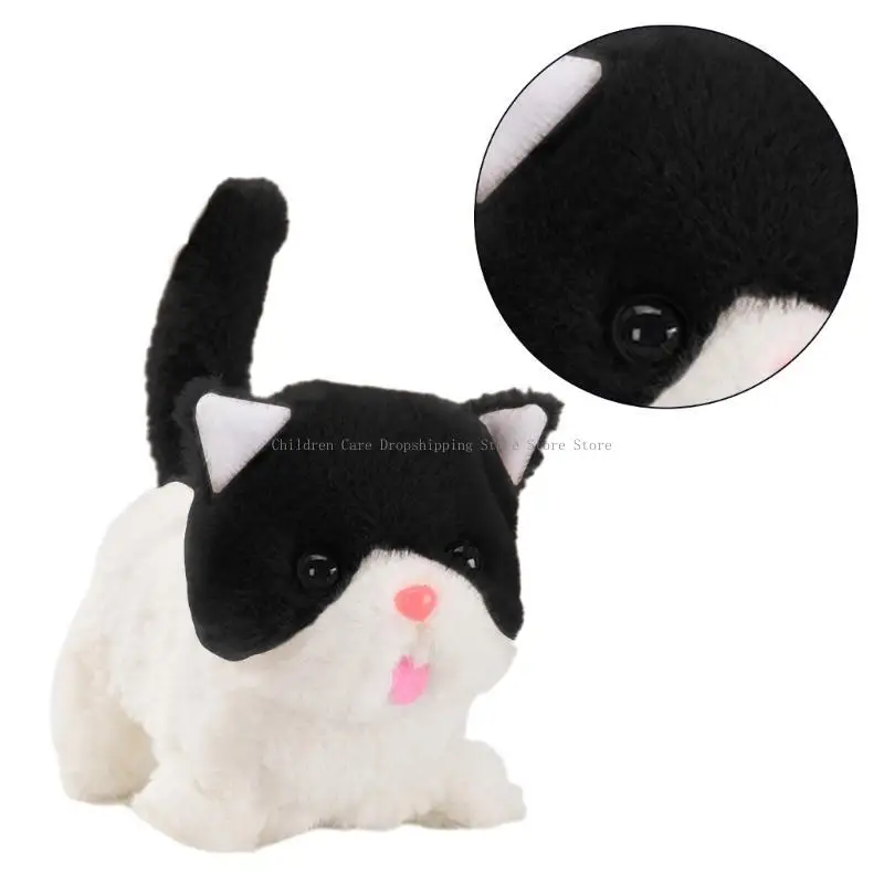 Lopend kattenspeelgoed Elektronisch interactief pluche huisdier Wandelen Miauwen Geweldige cadeaus voor kinderen, jongens en