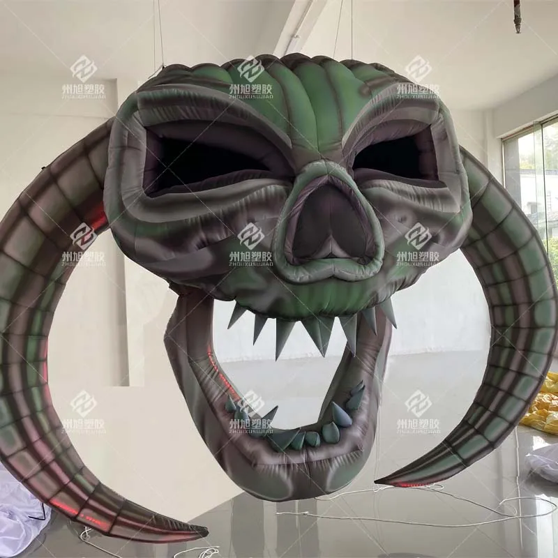 4M Giant Inflatable Skull,Hanging Ghost Head Amusement Park Atmosphere Decoration,Halloween Horror Prop Decoration