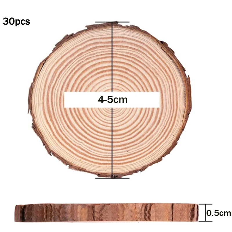 3pcs 5pcs 10pcs 30pcs Natural Pine Round Wood Slices with Bark Size 3cm-12cm DIY Crafts Perfect for Weddings & Parties