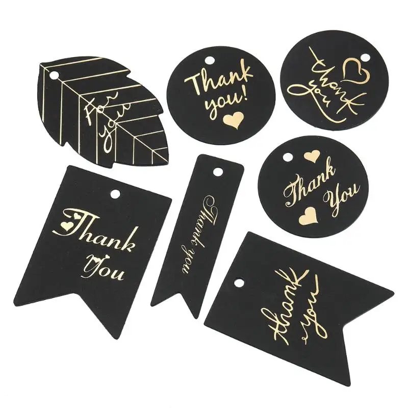 50Pcs Black White Bronzing Thank You Paper Tags Gift Wrapping Card For DIY Jewelry Price Label Holiday Decor Accessory - view 2