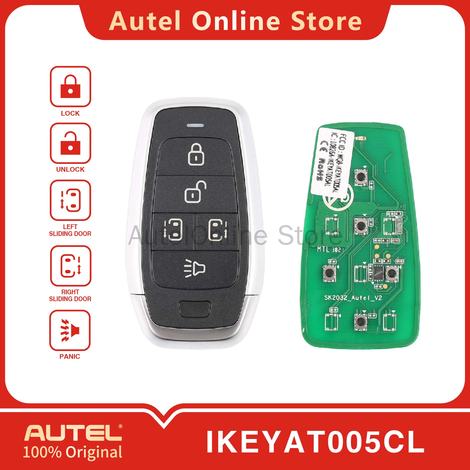

AUTEL IKEYAT005CL 5-кнопочный универсальный интеллектуальный дистанционный ключ для KM100/IM508/IM608