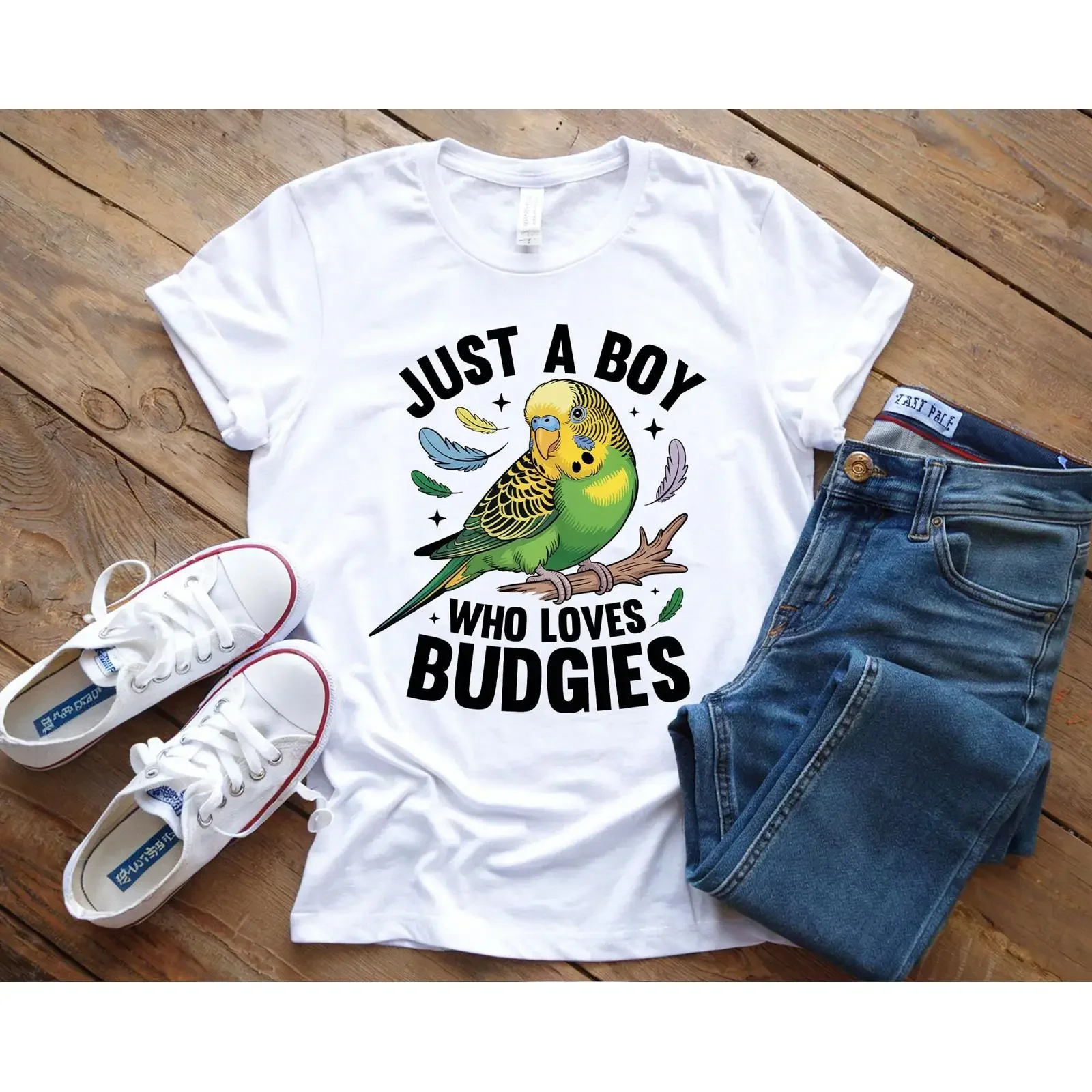 Budgie Lover Boy T Shirt Green Budgerigar Parakeet Pet vintage Washed designer clothes Soft Stretched Comfortable fashion