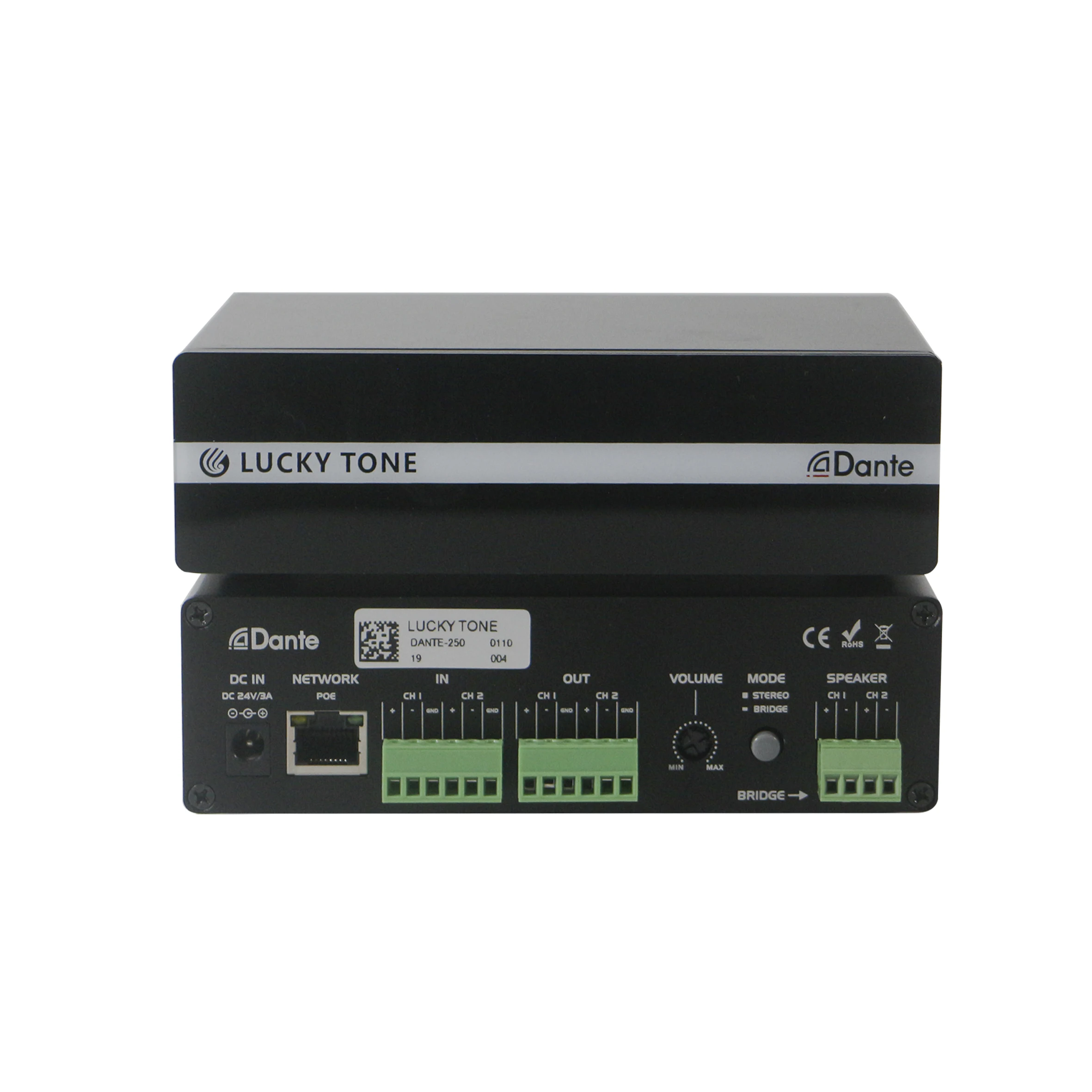 T Amplifier Stereo Audio profesional, penguat suara Stereo profesional jaringan Dante 2 saluran RJ45 KTV 2*50W dengan 24VDC dan POE