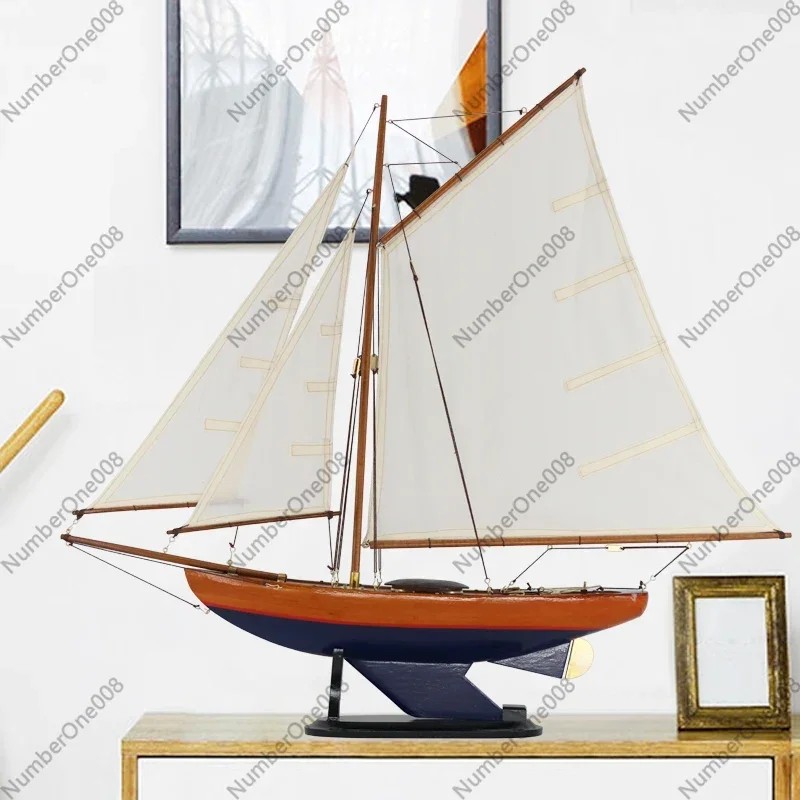 No. Solid wooden sailboat model ornament America's Cup Nordy ship model home decoration handicraft housewarming gift