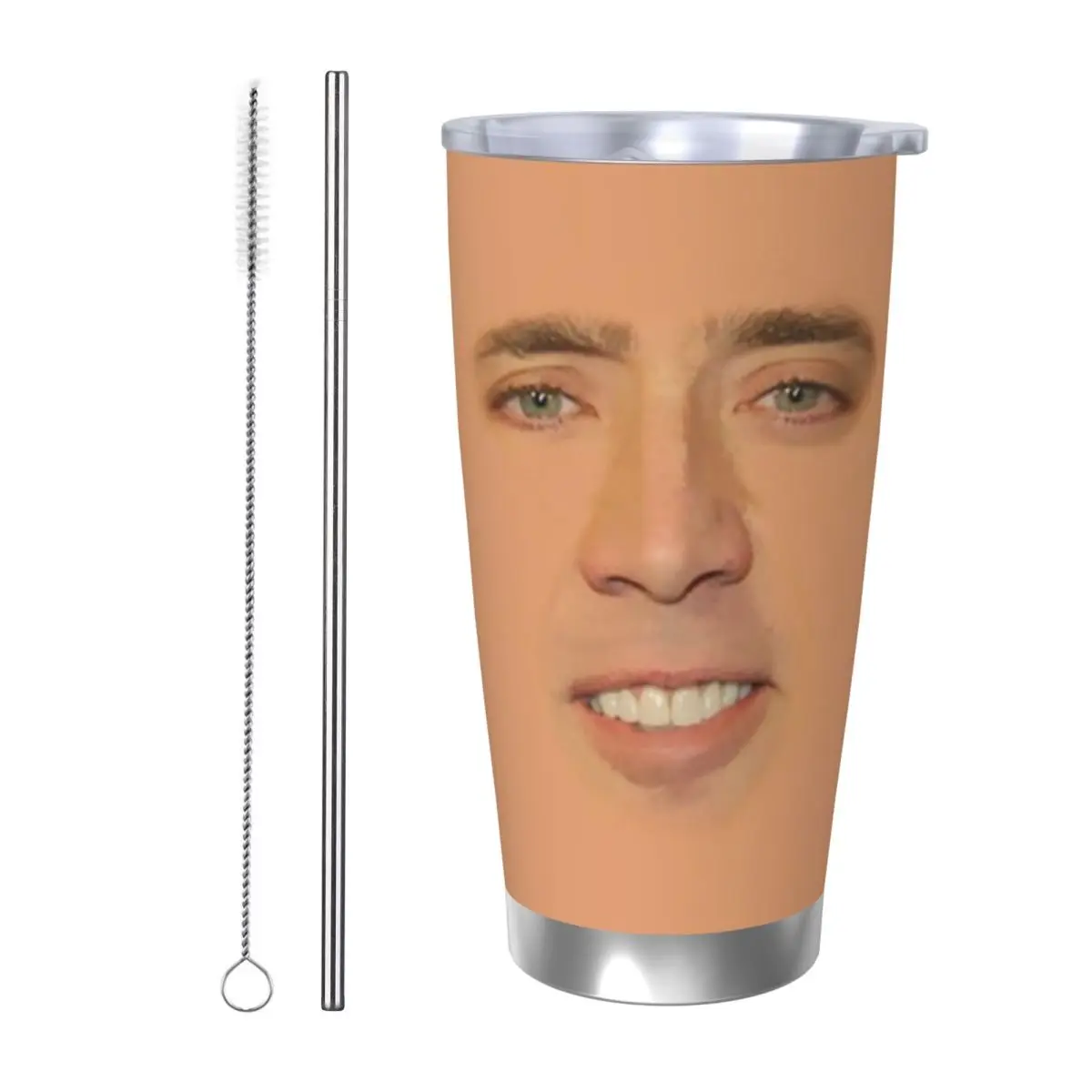 

Nicolas Cage Full Face Stainless Steel Tumbler Vacuum Insulated Mug Thermal Cold Bottle Straws With Lid 20oz
