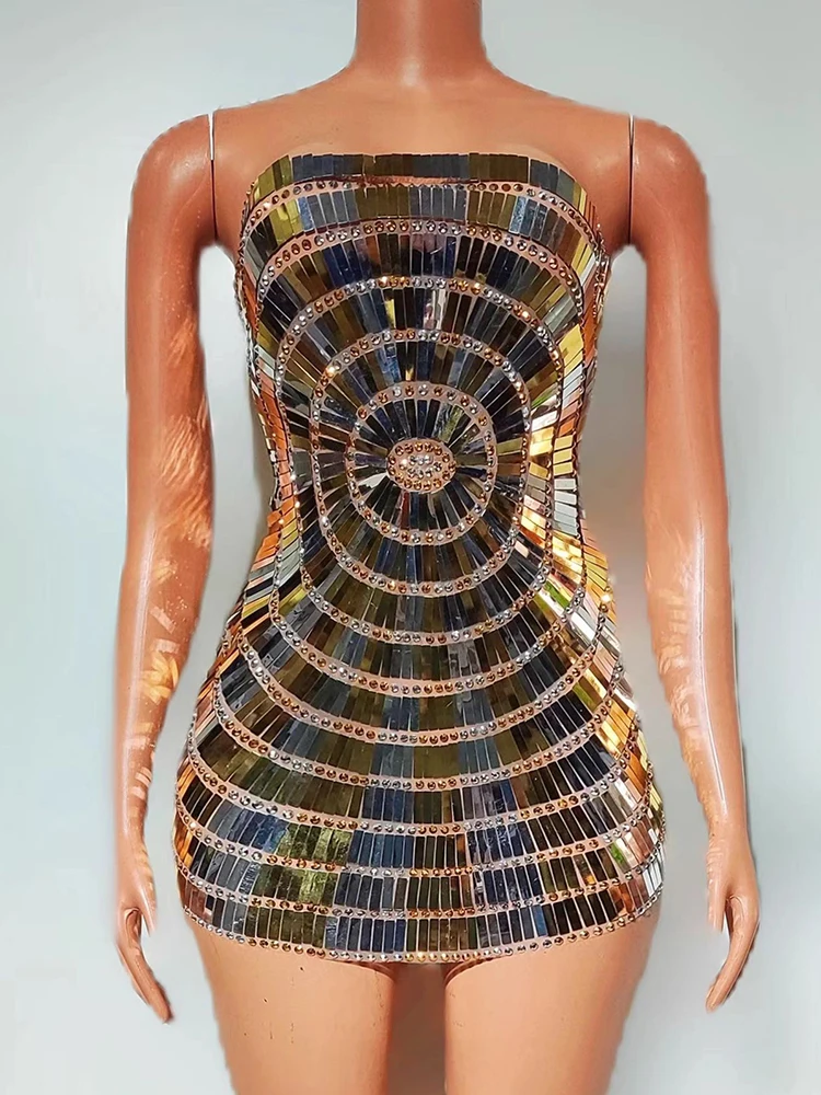 

High Quality Rhinestone Sequin Sexy Chest Wrapped Dress 2025 New Fashion Custom Women'S Clothing