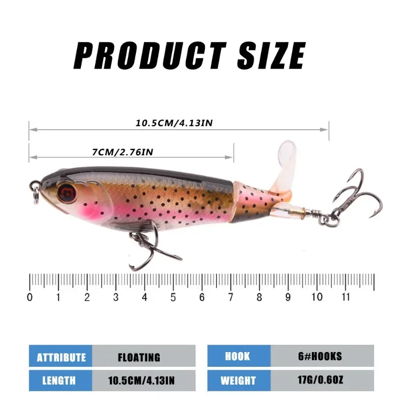 VIB Lua Bait Propellers Tractor Lure 10.5cm 17g Lua Surface System Wave Crawler Hard Bait False Bait  Fishing Lure Sea  3D Eyes