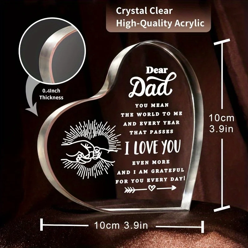 قلب الأب المنقوش - هدية ثقالة الورق العاطفية لجميع المناسبات #3