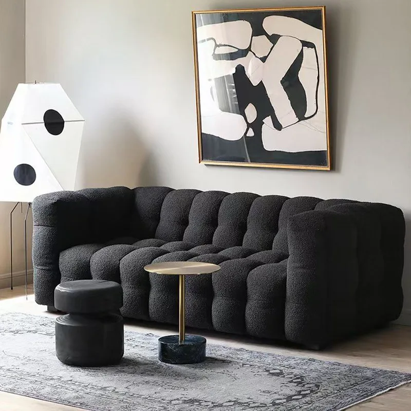 Nordic small apartment living room fabric marshmallow -person lamb wool surprise quiet wind straight row high density
