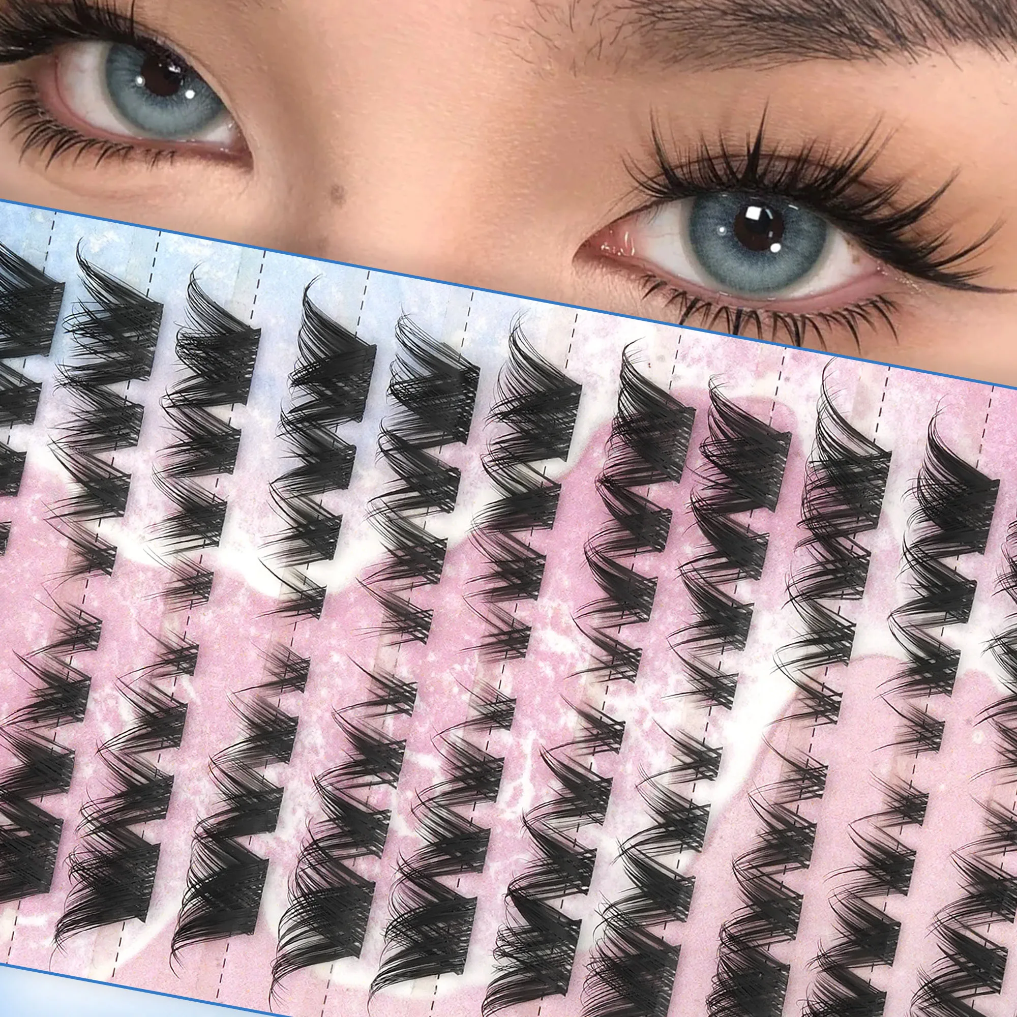 DIY Spiky Angled Cluster Individual Lashes Large Pack Faux Mink Reusable False Eyelashes for Home Women Makeup