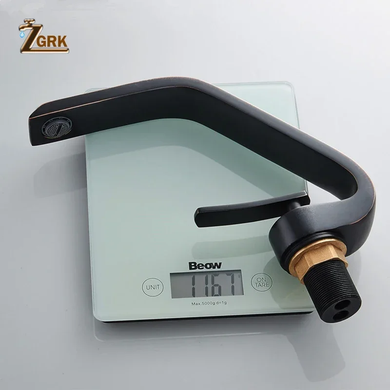 ZGRK حوض الحنفيات الحديثة الحمام صنبور حوض خلاط أسود مغسلة صنبور مقبض واحد ثقب واحد أنيقة الحنفيات للحمام #5