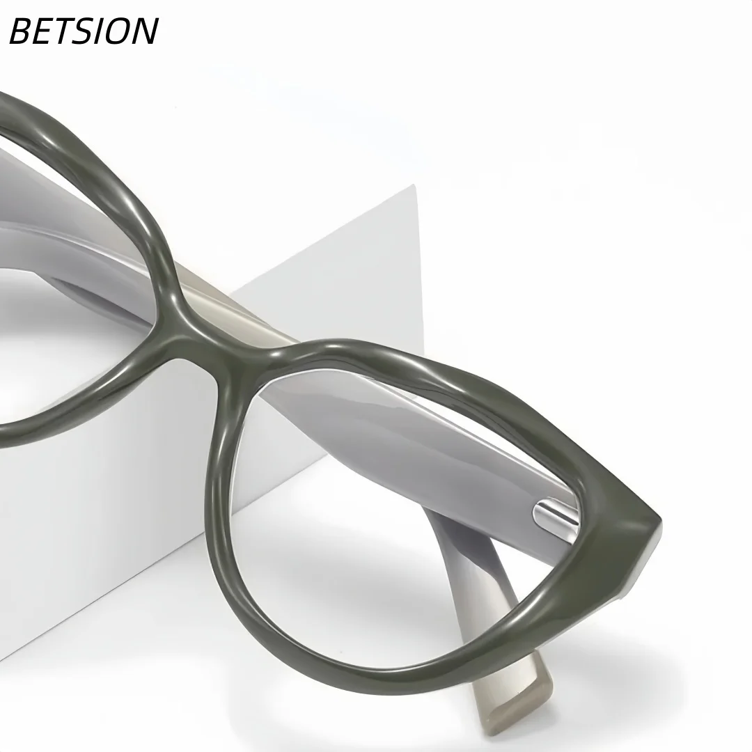 

BETSION Retro Cat-Eye Small Frame Reading Glasses Myopia TR Blue Light Blocking Prescription Fashion Presbyopia #LS096