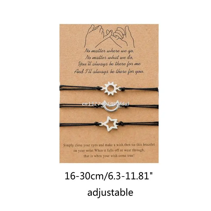 3 Pieces/set Friendship Card Bracelets Long Distance Relationship Promise Bracelet Party Birthday Gift for Best Friends Sisters