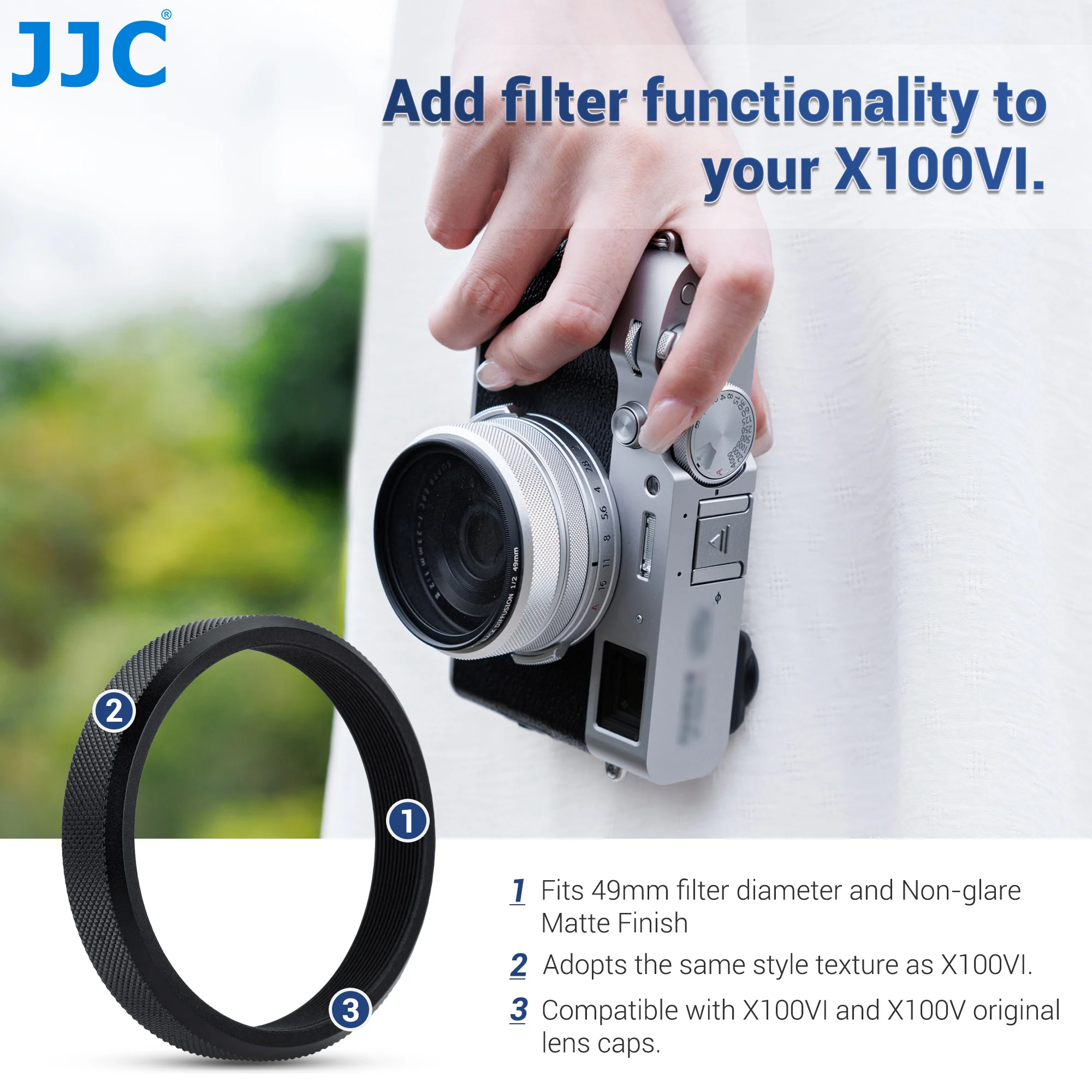 JJC Lens Filter Adapter Ring for Fujifilm X100VI X100V X100F X100T