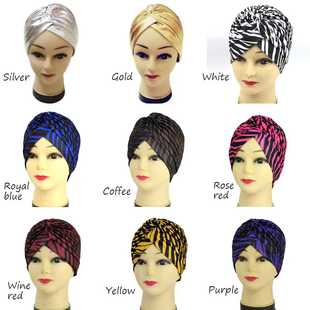 Multicolor Polyester Folds Muslim Turban Women Zebra Islamic Inner Hijab Caps Arab Turbante Femme Wrap Head Scarf Mujer Newest