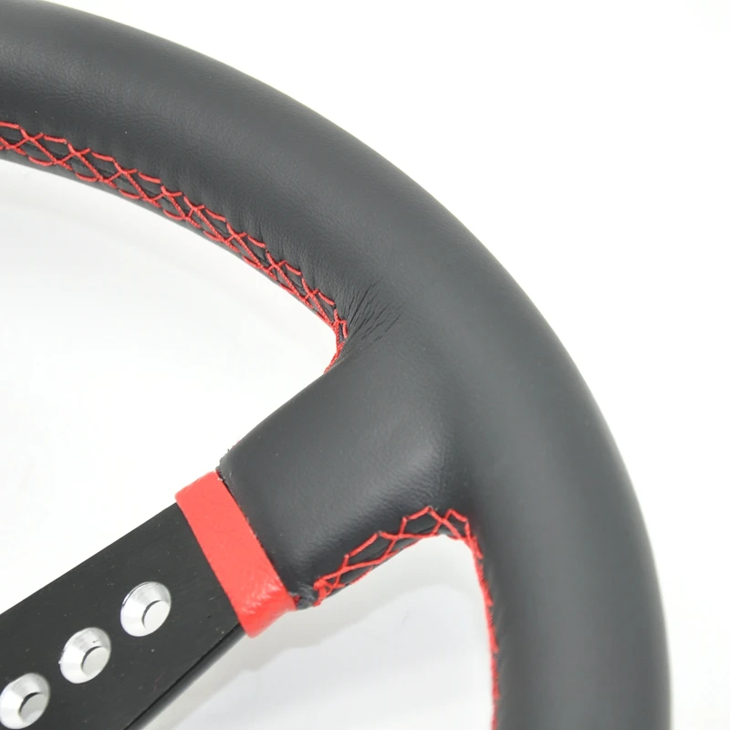 High Quality 14'' 350mm Black Real Leather ND Rally Tuning Drift Racing Steering Wheel SPCO 5158