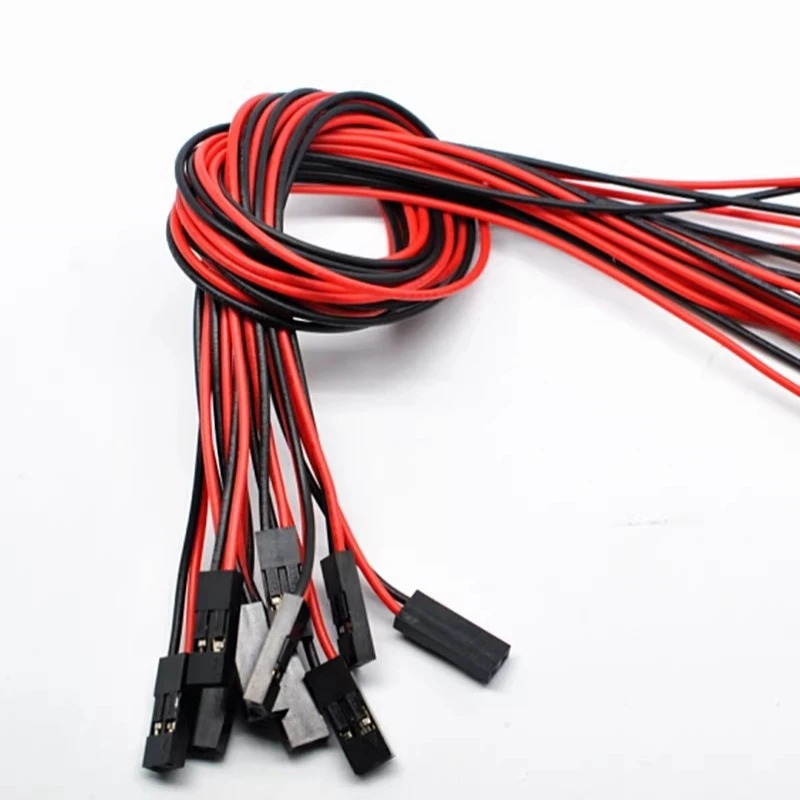 10PCS 2.54Mm single head 2P DuPont wire female cable 10/20/30 CM long red and black test cable