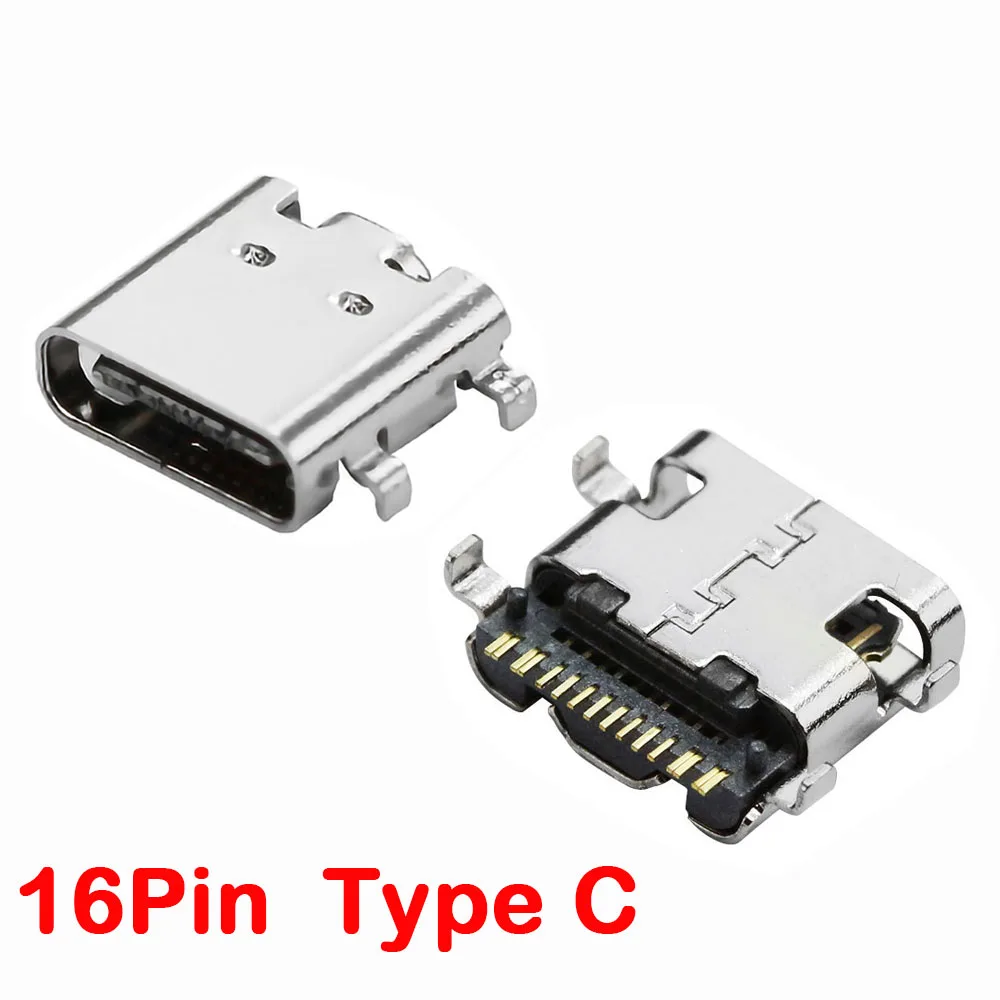 

50PCS USB3.1 16pin Type-C DIP Micro USB Connectors Female Port Jack Tail Plug Socket Electric Terminals Type C Charging Jack