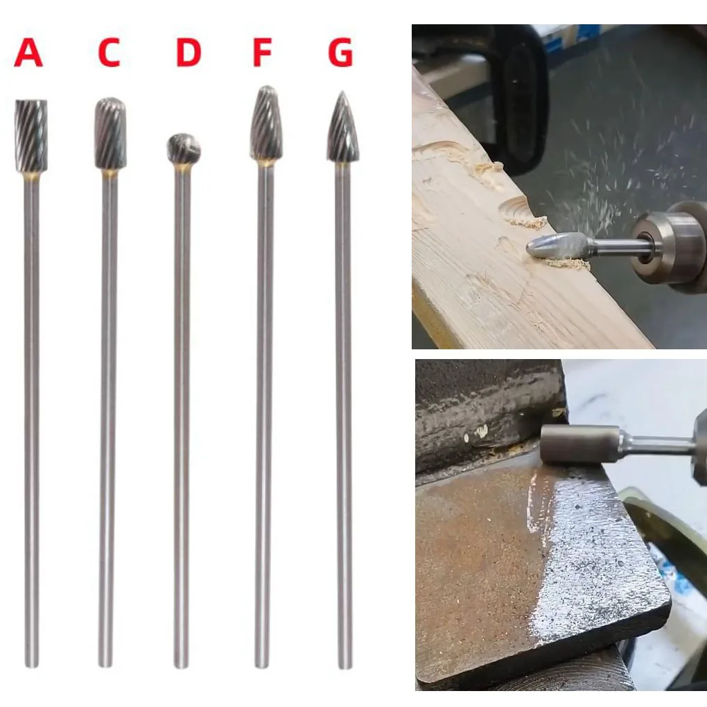 5pcs Rotary Burrs 3x6x100mm Long Single Cut Solid Carbide Rotary Burrs Rotary Tools Die Grinder Abrasive Tool For Wood Carving