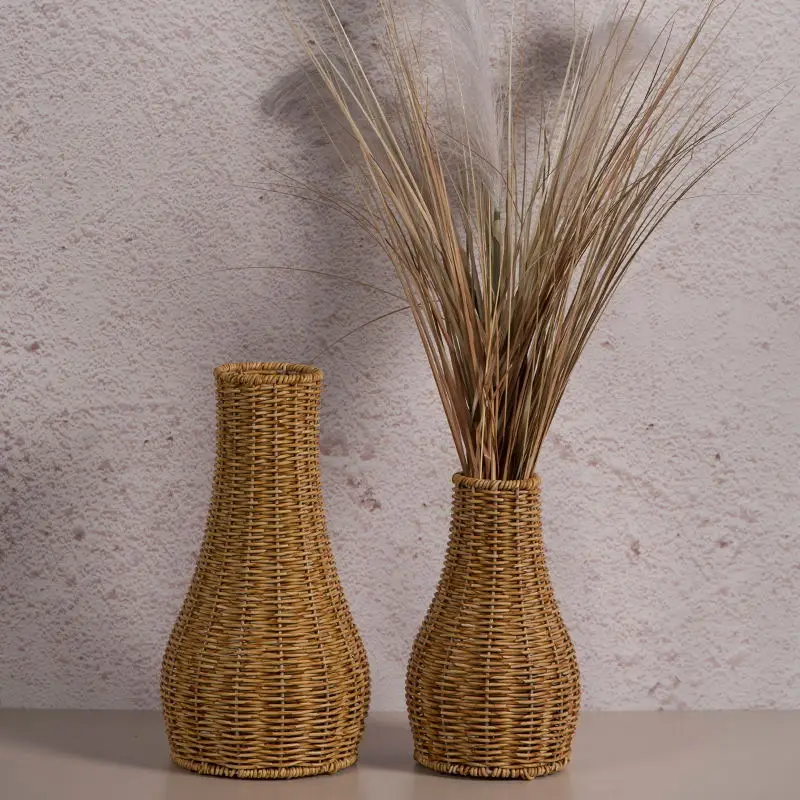 Handmade Vintage Creative Imitation Rattan Floor Vase Flower Arrangement Flower Tube Home Minimalist