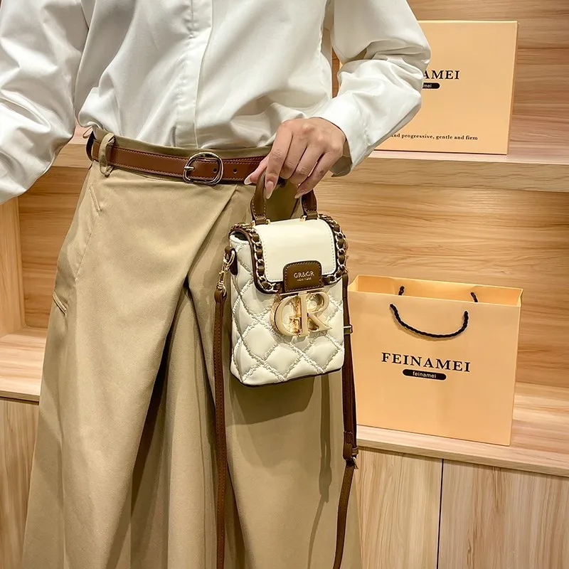 

Женская сумка, модная сумка через плечо, женская сумка для мобильного телефона с ромбовидной сеткой 2024, универсальная сумка-коробка на цепочке