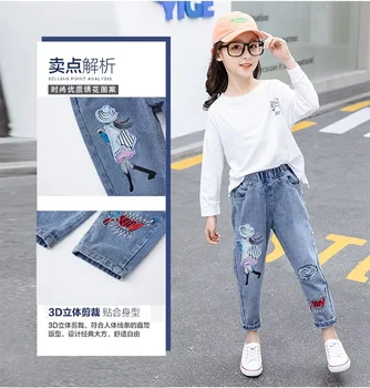Teen Girls Loose Wide-Leg Jeans 5 New Teenage Girls Jeans 2024 Spring Autumn Casual Fashion Loose Blue Kids Leg Wide Pants School Children Trousers 3-12Year 5