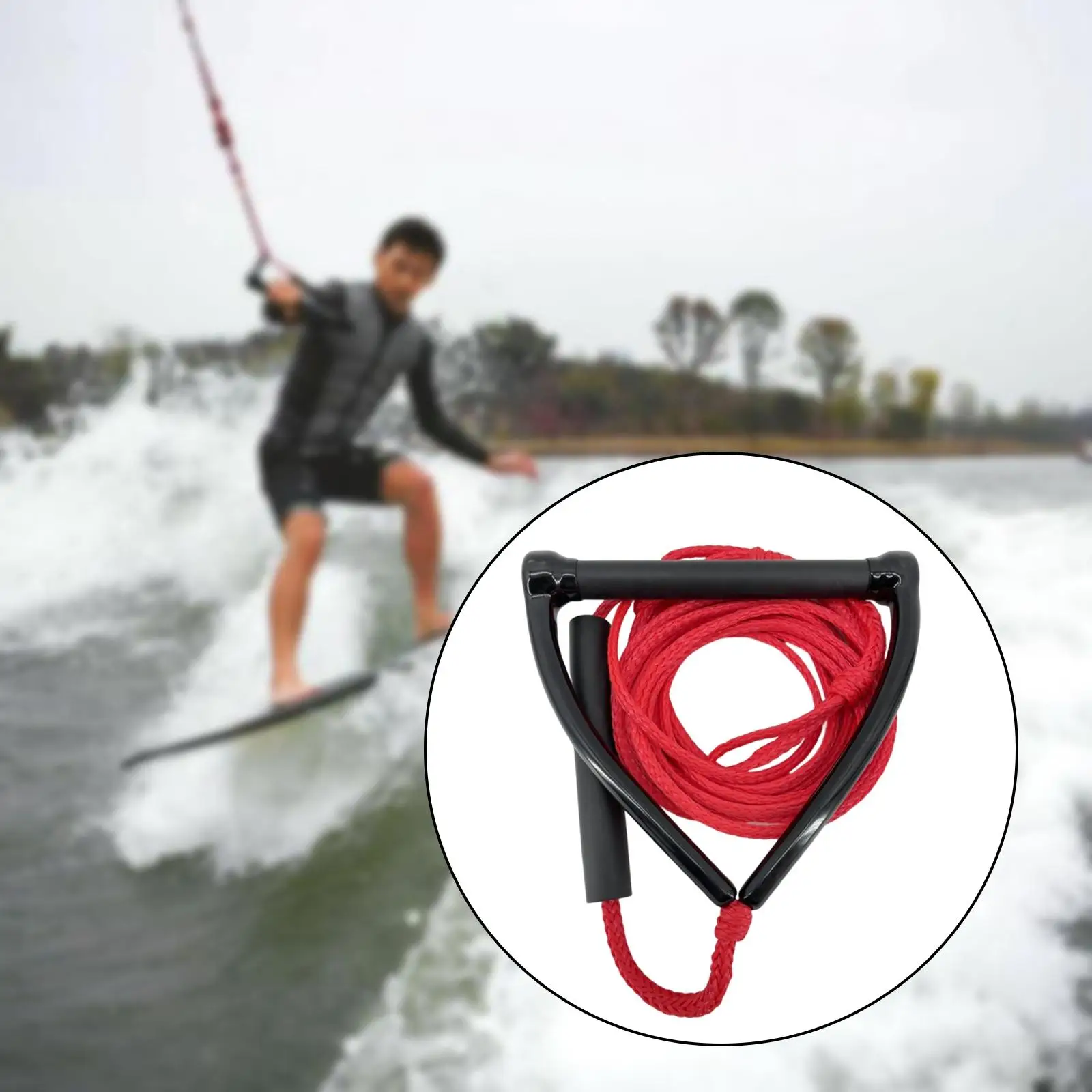 

7.5m/24.6ft Tow Rope Harness Handle Wakeboard Boat Speedboat Boat Tow Rope with