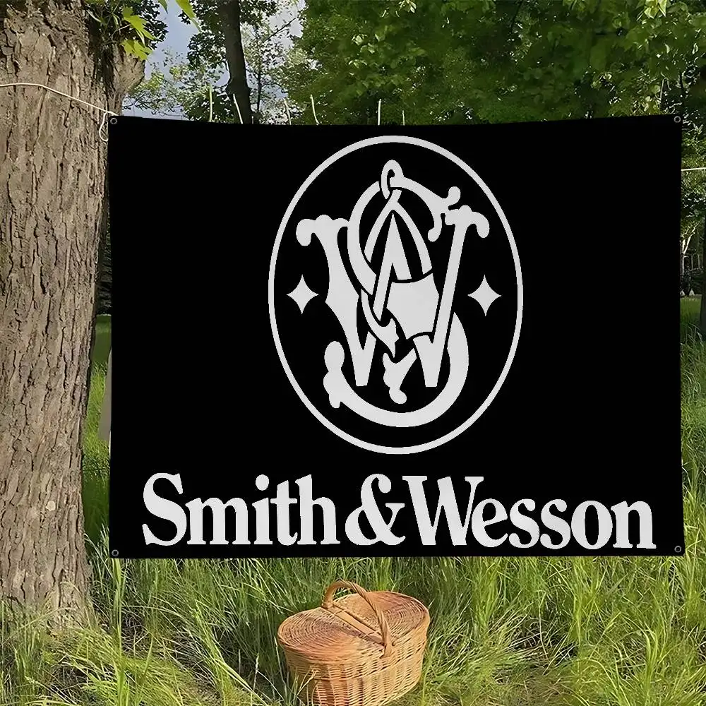 GUN Smith Wesson Colorful Flag Wall Hanging Bohemian Wall Banner Mandala Indoor Art Decor