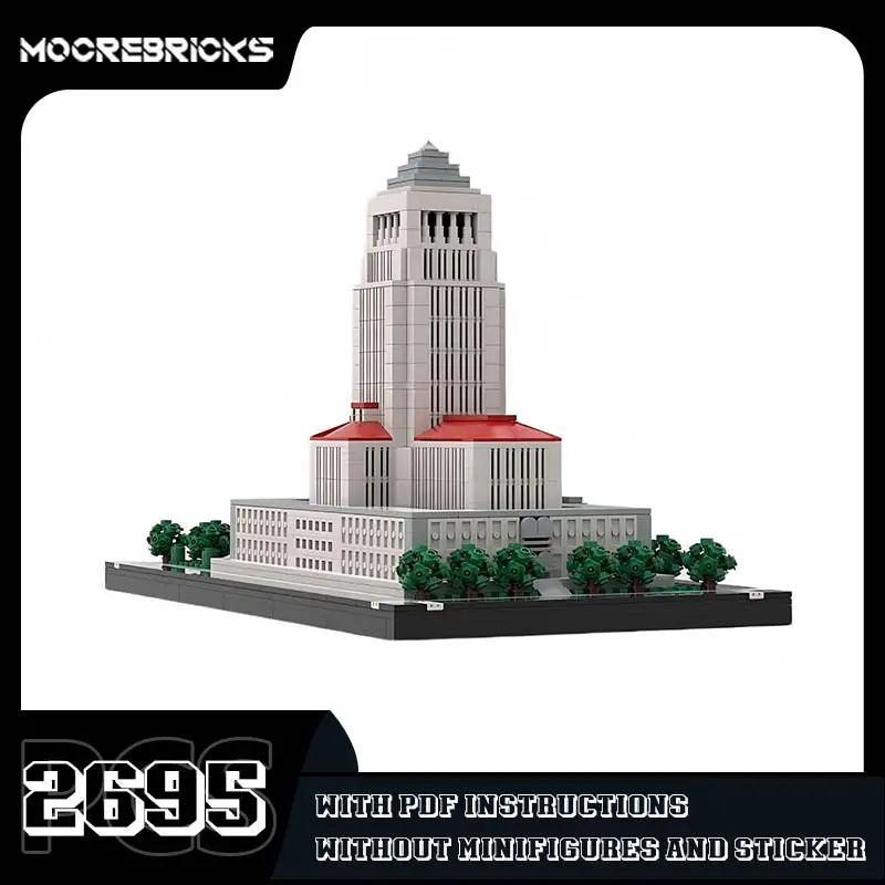 Modèle de l'hôtel de ville de haute technologie briques avancées MOC-55542 centre-ville vue sur la rue blocs de construction Architecture jouet enfants Puzzle cadeau