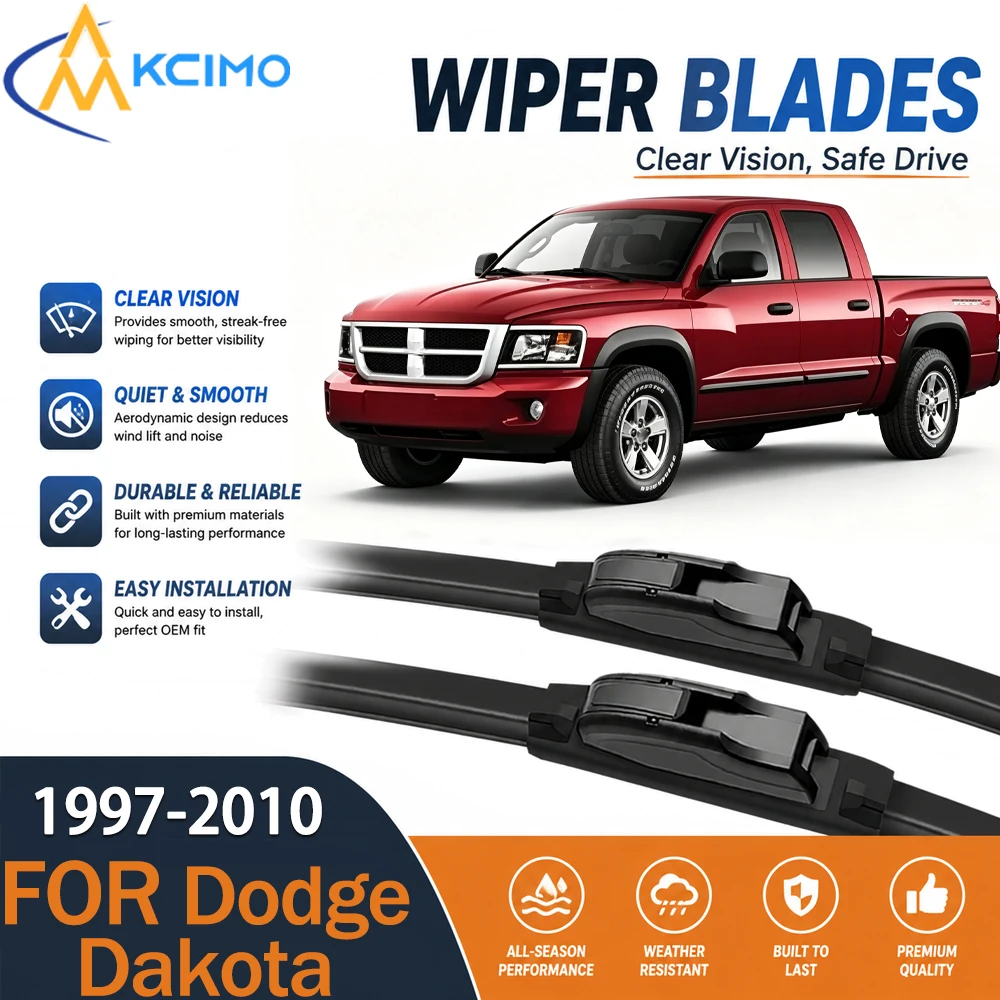 Windshield Wiper Set Durable Rubber Streak‑Free Performance Simple Fitting Replacement Blades For Dodge Dakota 1997-2010
