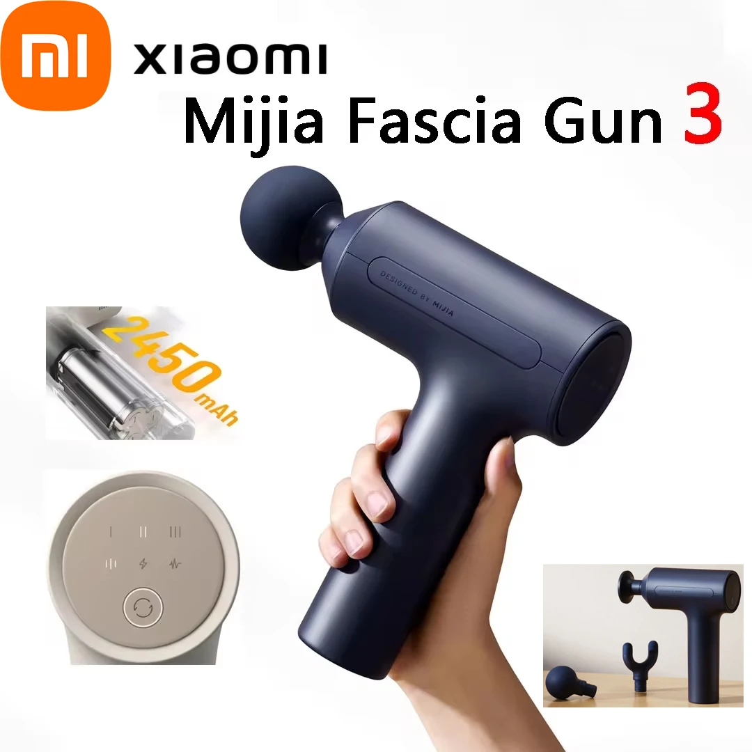 

Xiaomi Mijia Fascia Gun 3 Массажный пистолет для мышц Двойной режим 2450 мАч 3 массажных головок 25 кг 10 мм Релаксация плеч и шеи