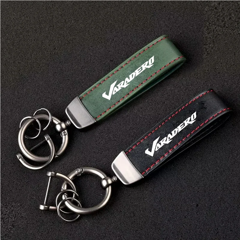 For HONDA Varadero XL1000 125 XL1000V XL125 XL125V 1PCS Motorcycle Metal PU Leather Motorcycle Keychain Ring Accessories