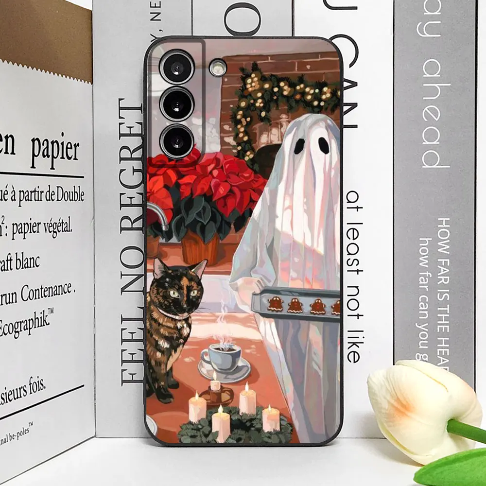 Leuke Ghost Telefoon Case voor Samsung Galaxy S24 S23 S22 S21 S20 Ultra S10 S9 S8 Plus FE 5G Soft cover Grappige Halloween Geschenken Fundas