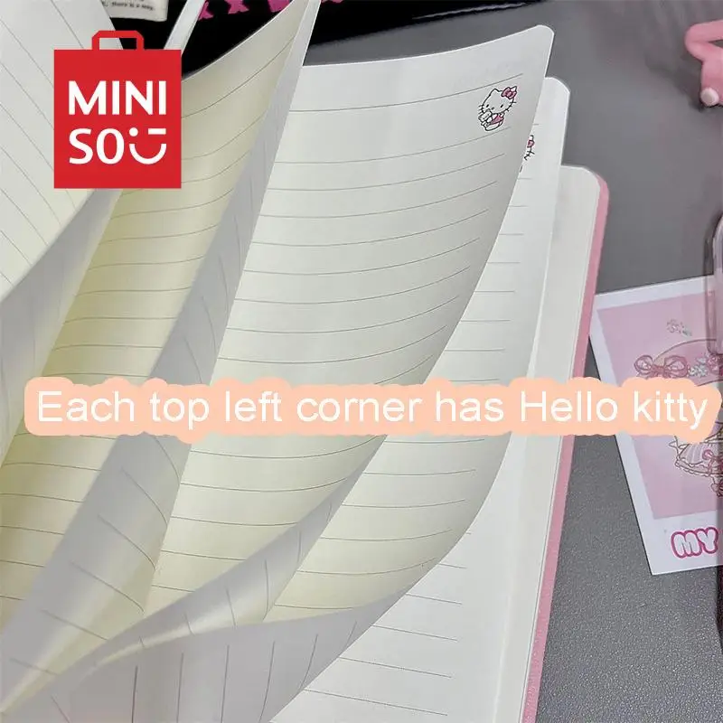 Hello Kitty Leather Notebook Sanrio Cute Anime Y2K Toys School Season Student Learning Supplies Notebook Workbook Birthday Gifts