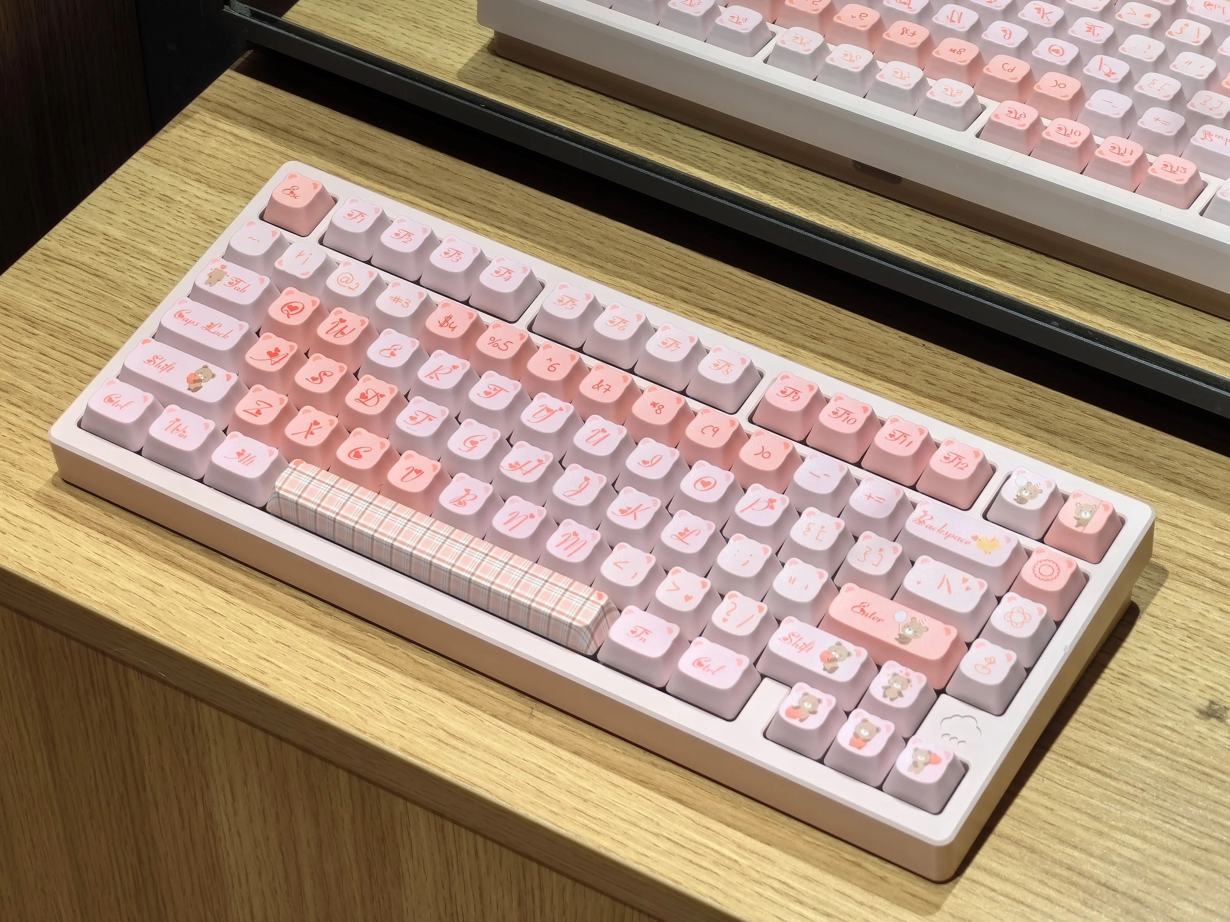 130 Keys Pink Bear Dye Sublimation BBA Profile Cute Keycaps Keycap Set for Cherry MX Switches  Mechanical Keyboards