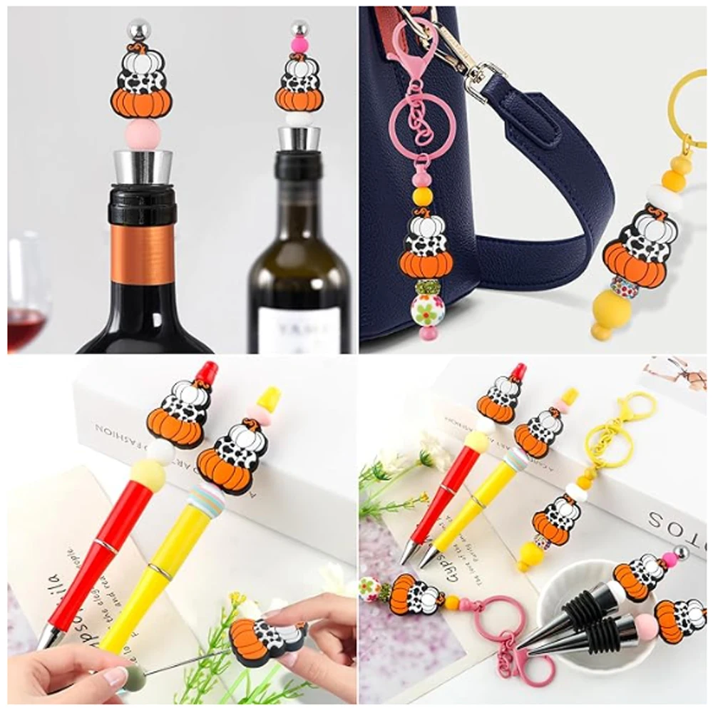 5Pcs Halloween Themed Silicone Focal Beads Ghost Pumpkin Cute Silicone Beads For DIY Handmade Crafts Bead Pen Keychain