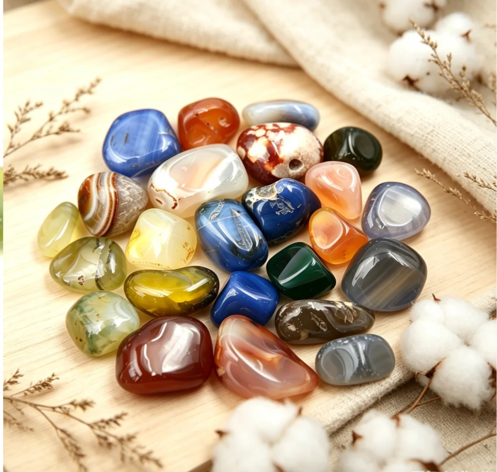 50g Mixed Colors Natural Agate Stones Gemstone Rock Tumble Stone 20mm Decoration