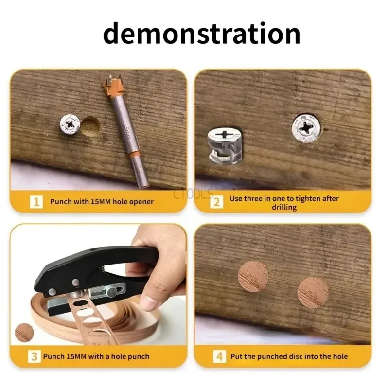 อัพเกรดขอบแถบเจาะคีมไม้ Puncher และ Countersink เจาะสกรูชุด 8-15mm Heavy Duty รอบเจาะรู