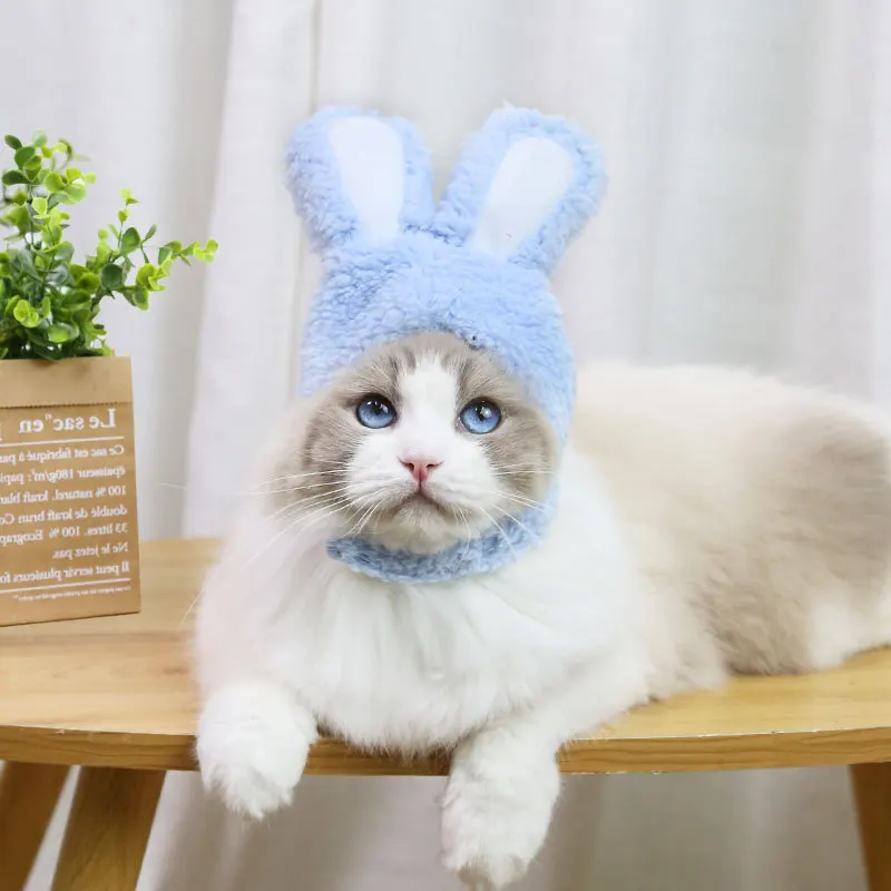 Funny Pet Dog Cat Cap Costume Warm Rabbit Hat New Year Party Christmas Cosplay Accessories Photo Props Headwear Bunny Headgear