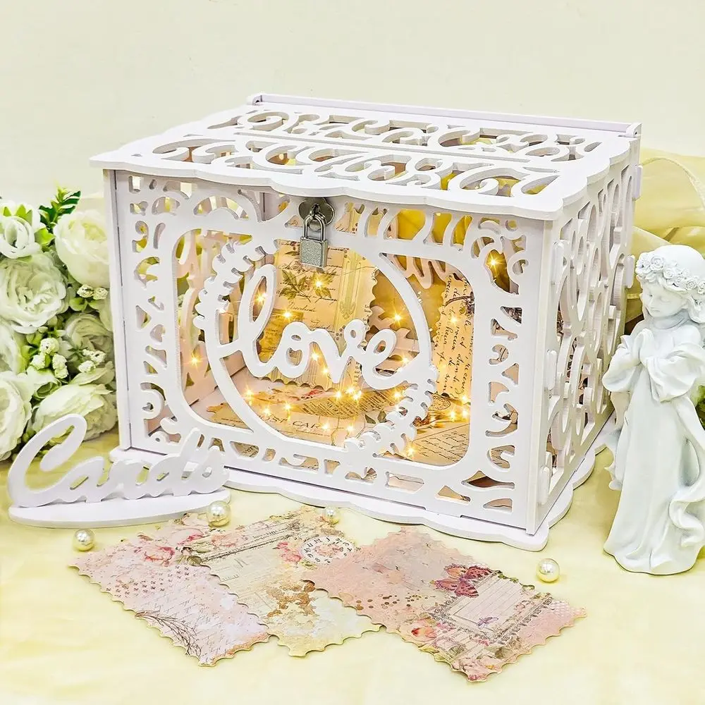 

Водонепроницаемый ящик для хранения свадебных открыток, 12x9,3x8,5 дюйма, вмещает ponad 300 карточек, декор своими руками, замки и светильники