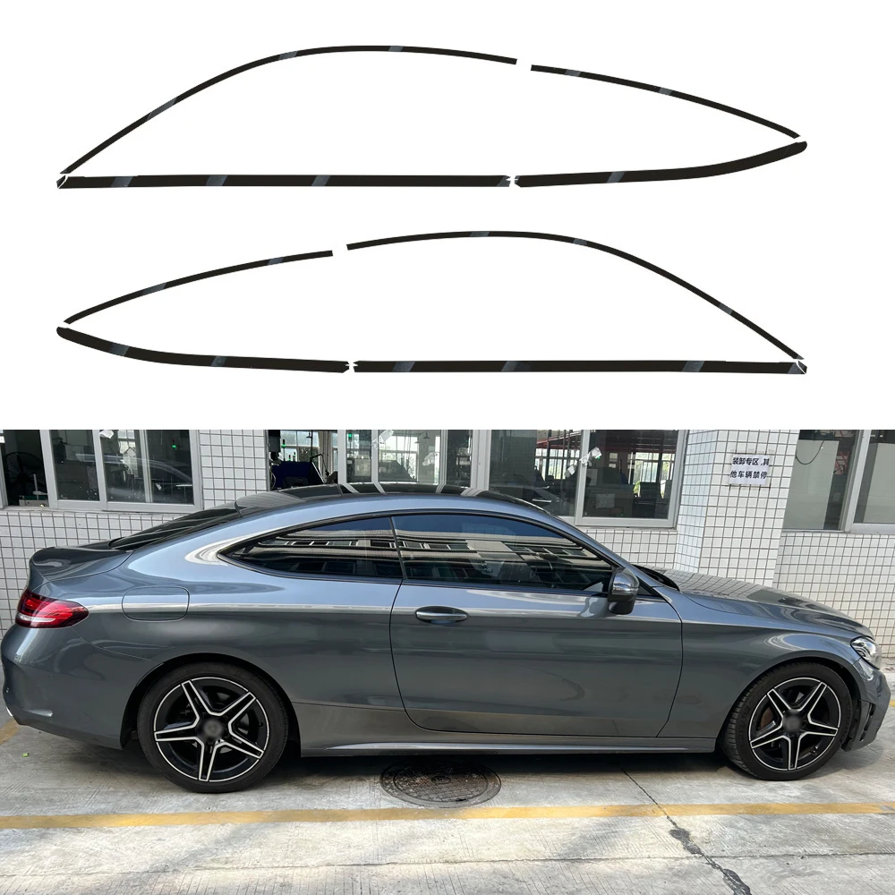For Mercedes Benz C Class C205 2015-2023 Coupe Window Chrome Delete Blackout ABC Pillars Glossy Black Stickers